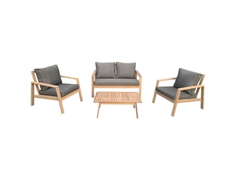 Conjunto de muebles de jardín de acacia TIGA - cojines grises