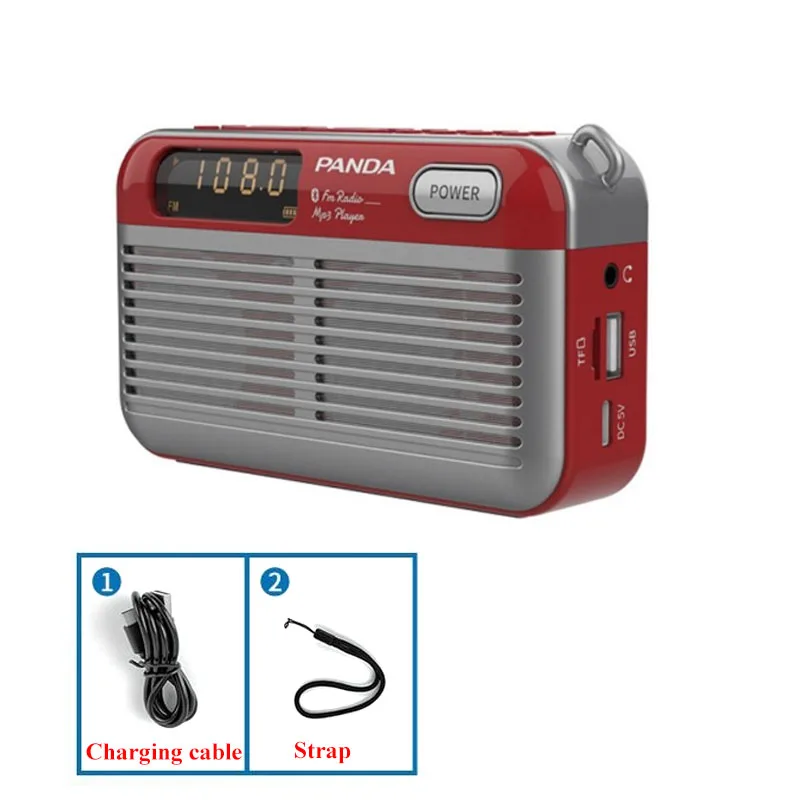 (rojo) Mini Radio Fm - Estéreo - Altavoz Bluetooth Con Pantalla Led, Batería Incorporada, Tarjeta Tf Y Soporte Para Auriculares