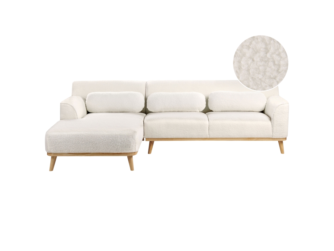 Sofá esquinero BELIANI Simos de Bouclé Blanco 264x159x80