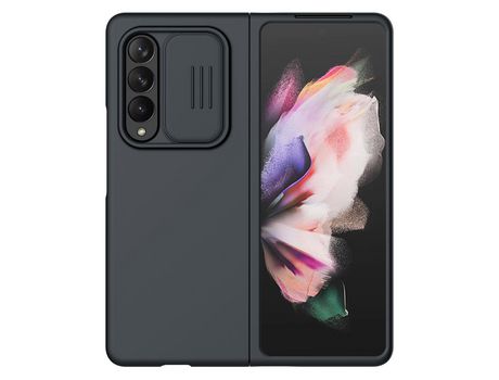 Funda de Silicona Sedosa NILLKIN Camshield con de Cámara para Samsung Galaxy Z Fold 3 Negro