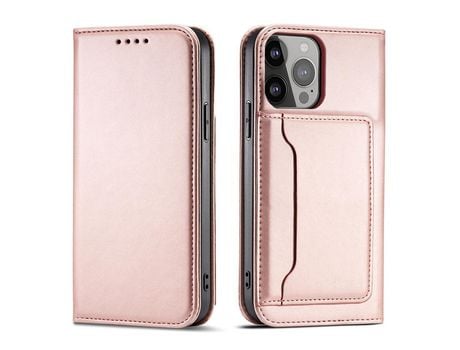 Funda Porta Tarjetas Magnético para iPhone 13, Carteira, Porta Tarjetas Rosa