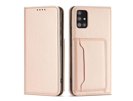 Funda Porta Tarjetas Magnético para Samsung Galaxy A52 5G Bolsa Porta Tarjetas Rosa