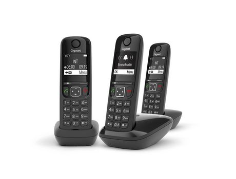 AS690 Trio Teléfono DECT Negro Identificador de llamadas GIGASET
