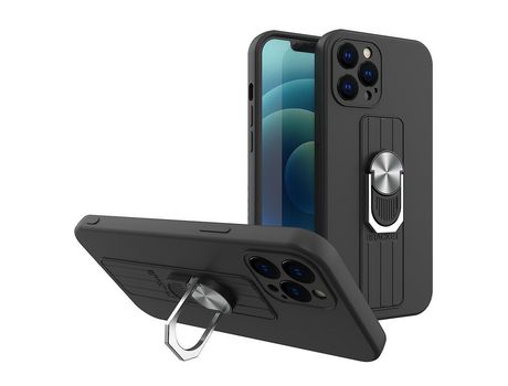 Funda de Silicona Ring con Soporte para los Dedos Samsung Galaxy A33 5G Negro