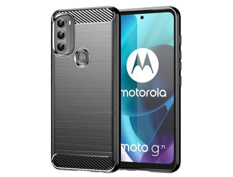 Funda de Estilo Carbono Flexible Flexible Motorola Moto G71 5G Negro