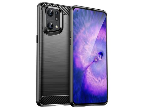 Funda Estilo Carbon Flexible para Oppo Find X5 Pro Negro