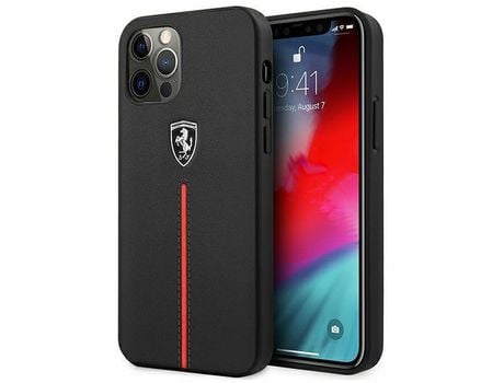 Funda FERRARI Feomshcp12Lbk iPhone 12 Pro Max Negro/Negro Off Track Couro Sintético Nylon Stripe