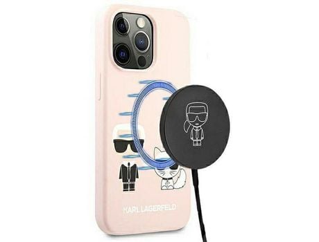 Funda Original KARL LAGERFELD Klhmp13Xsskci para iPhone 13 Pro Max Ikonik Karl y Choupette + Mag / Rosa Claro