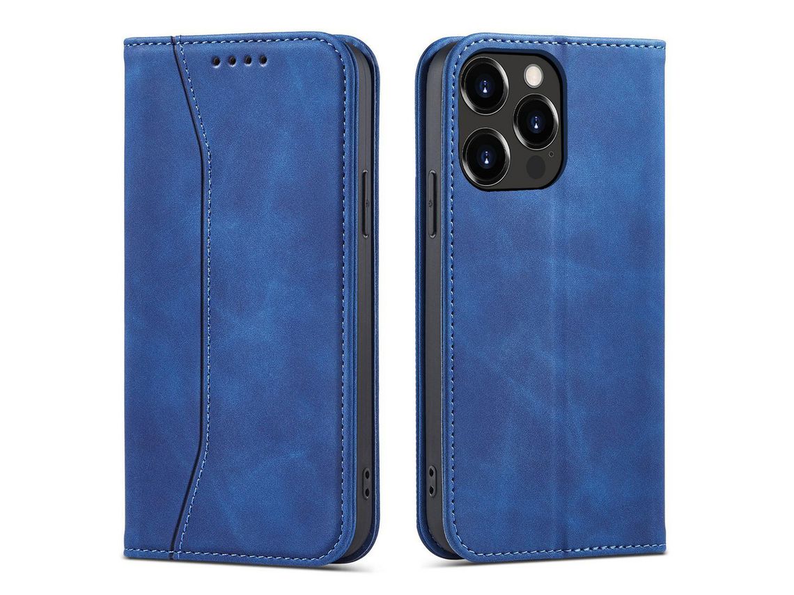 Funda Magnética para iPhone 13 Pro Max Bolsa Book Porta-Tarjetas Azul