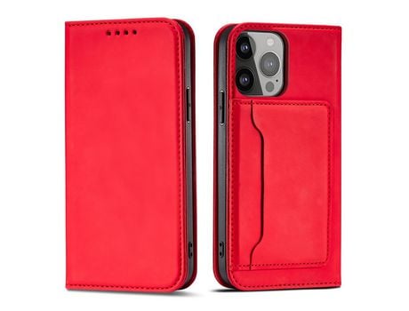 Funda Porta Tarjetas Magnético para iPhone 13 Pro Max Book Porta Tarjetas Rojo