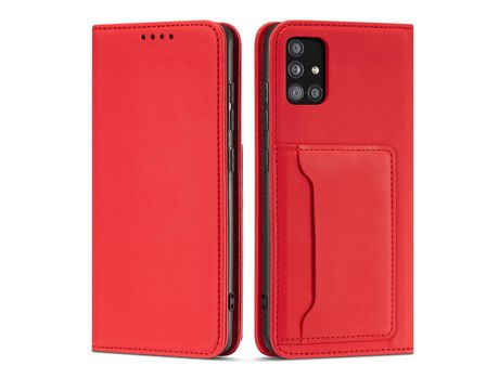 Funda Porta Tarjetas Magnético para Samsung Galaxy A12 5G Bolsa Porta Tarjetas Rojo