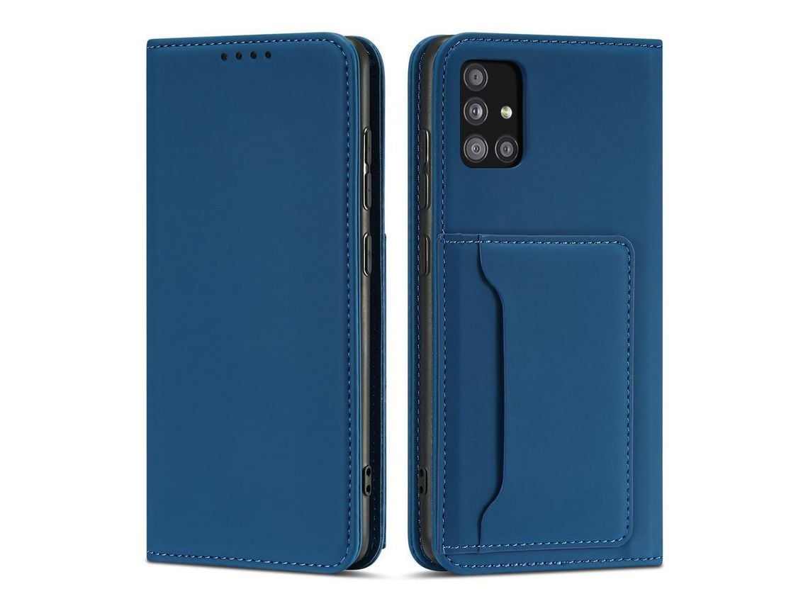 Funda Porta Tarjetas Magnético para Samsung Galaxy A13 5G Bolsa Porta Tarjetas Azul