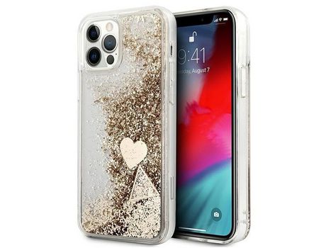 Funda GUESS iPhone 12/12 Pro Dorado / Berloques Dorados con Brillo