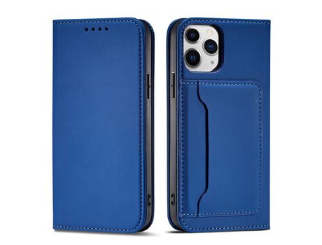 Funda de Tarjeta Magnética para iPhone 12 Pro Tarjeta Book Soporte para Tarjeta Azul