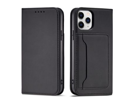 Funda Porta Tarjetas Magnético para iPhone 12 Pro Bolsa Book Porta Tarjetas Negro