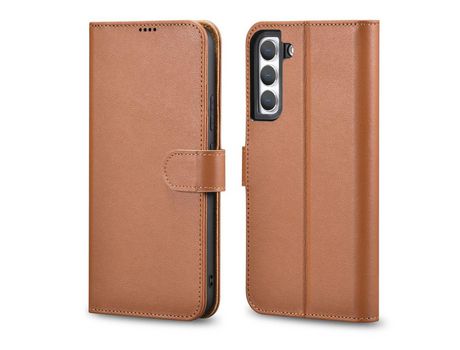 Funda para Samsung Galaxy S22 Plus ICARER Piel Sintética Marrón