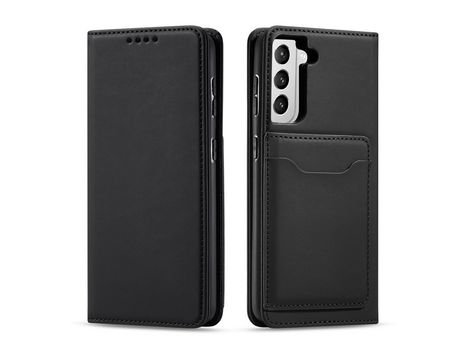 Funda Porta Tarjetas Magnético para Samsung Galaxy S22 + S22 Plus Bolsa Porta Tarjetas Negro