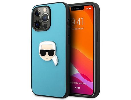 Funda KARL LAGERFELD Klhcp13Lpkmb iPhone 13 Pro/13 6.1 Azul/Azul Cuero Sintético Ikonik Karl`S Head Metal