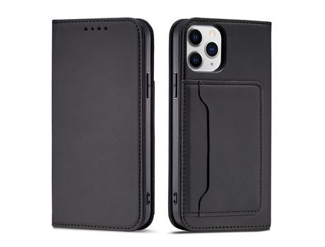 Funda Porta Tarjetas Magnético para iPhone 12 Pro Max Book Porta Tarjetas Negro