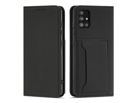 Funda Porta Tarjetas Magnético para Samsung Galaxy A12 5G Bolsa Porta Tarjetas Negro