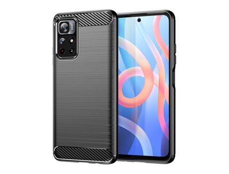 Funda para Xiaomi Poco M4 Pro 5G HURTEL Efecto Carbono Negro