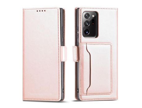 Funda de Tarjeta Magnética para Samsung Galaxy S22 Ultra Cover Book Carteira Rosa
