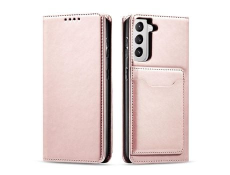Funda de Tarjeta Magnética para Samsung Galaxy S22 Bolsa Tarjeta Book Soporte Rosa