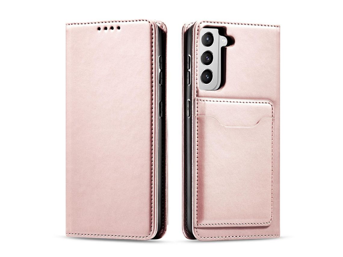 Funda Porta Tarjetas Magnético para Samsung Galaxy S22 + S22 Plus Bolsa Porta Tarjetas Rosa
