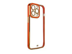 Funda Fashion para iPhone 13 Pro con Marco Dorado Em Gel Rojo