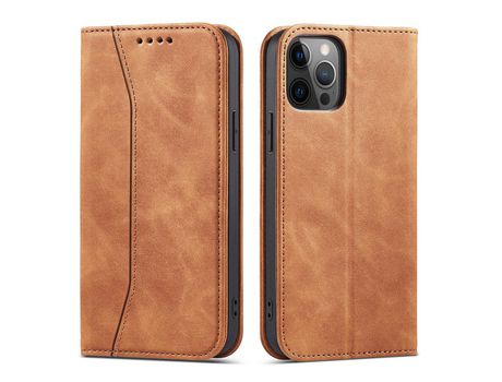 Funda Magnético Fantasia para iPhone 12 Pro Bolsa Tarjeta Book Soporte para Tarjeta Marrón
