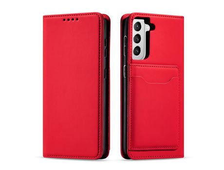 Funda Porta Tarjetas Magnético para Samsung Galaxy S22 + S22 Plus Bolsa Porta Tarjetas Rojo