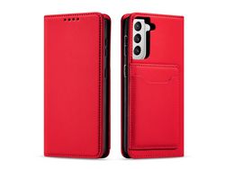 Funda Porta Tarjetas Magnético para Samsung Galaxy S22 + S22 Plus Bolsa Porta Tarjetas Rojo