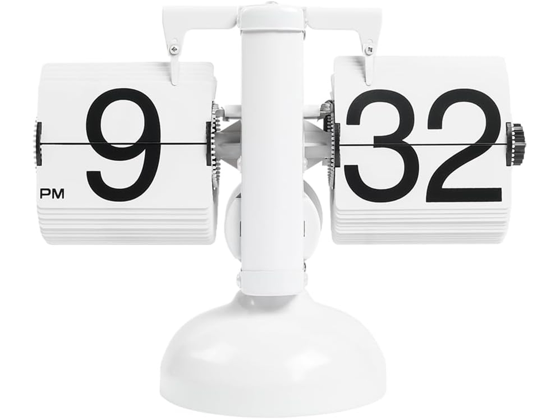 Reloj de sobremesa plegable, estilo retro, funciona con pilas, color blanco YANYXR
