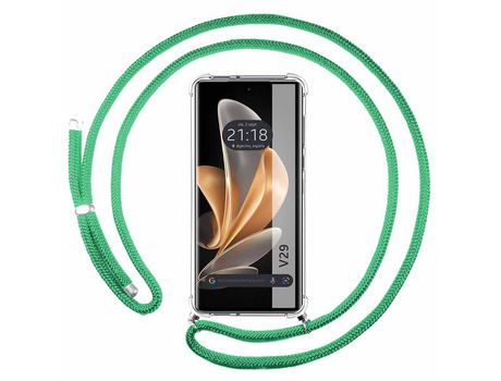 Funda Colgante Transparente para Vivo V29 5G con Cordon Verde Agua