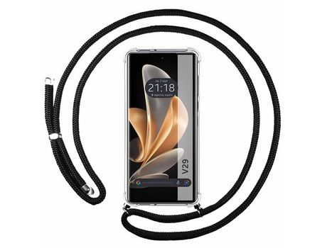 Funda Colgante Transparente para Vivo V29 5G con Cordon Negro