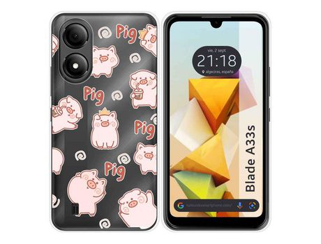 Funda Silicona para Zte Blade A33s diseño Cerdos Dibujos