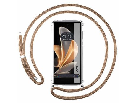 Funda Colgante Transparente para Vivo V29 5G con Cordon Camel