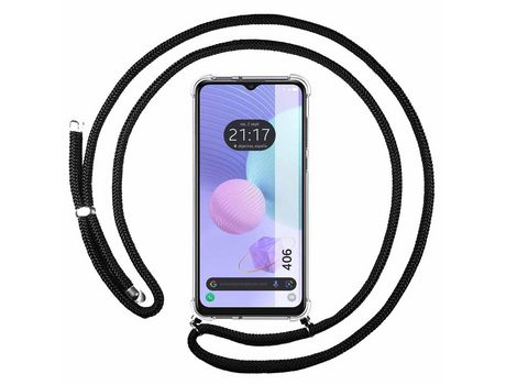 Funda Colgante Transparente para TCL 406 con Cordon Negro