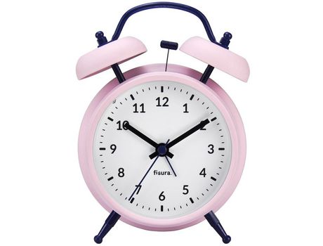 FISURA Reloj Despertador Analógico Rosa y Azul Sin Tictac. Metal y ABS.Medidas: 11 7 X 5 5 X 16 cm. Marcar 9 cm.