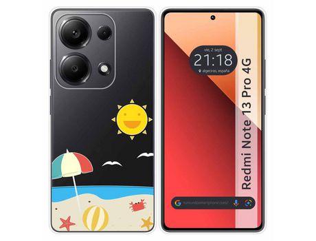 Funda Silicona Transparente para Xiaomi Redmi Note 13 Pro 4G diseño Playa Dibujos TUMUNDOSMARTPHONE