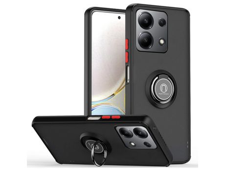 Funda Mate con Borde Negro y Anillo Giratorio 360 para Xiaomi Redmi Note 13 4G TUMUNDOSMARTPHONE