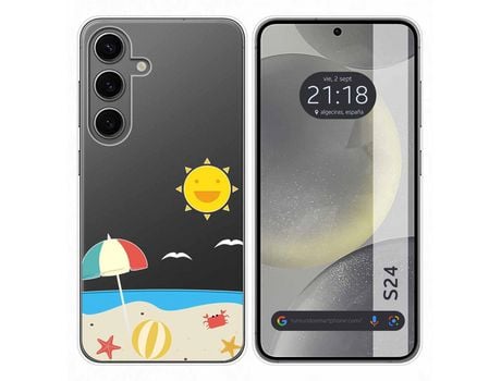 Funda Silicona Transparente para Samsung Galaxy S24 5G diseño Playa Dibujos TUMUNDOSMARTPHONE