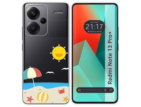 Funda Silicona Transparente para Xiaomi Redmi Note 13 Pro Plus 5G diseño Playa Dibujos TUMUNDOSMARTPHONE