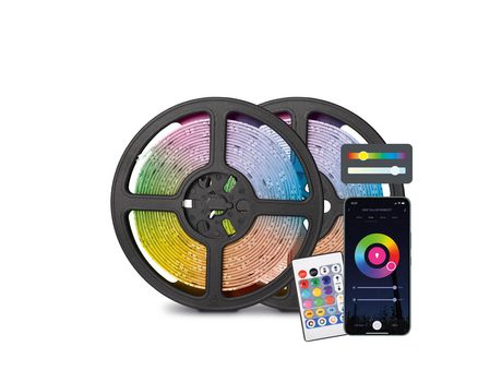 Tira SmartLED Ksix 2x5m (10metros), Recortable, 900lm, Sincroniza música, App Compatible con Alexa, Google Home, Siri, RGB+CCT