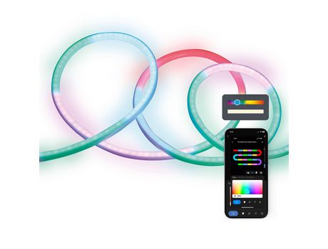 Tira neón flexible outdoor SmartLED Ksix, 5m, WiFi + APP, 32W, 380lm, Dream Color RGBIC, IP65, Clips fijación incluidos