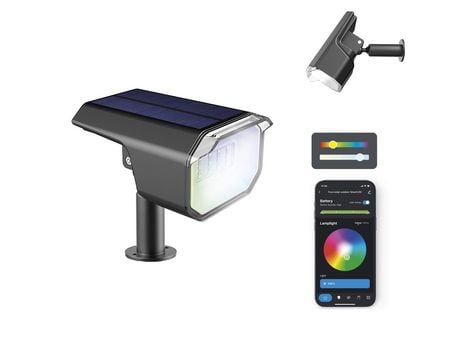 Foco solar outdoor SmartLED Ksix, WiFi + APP incluida, Panel solar, 100 lúmenes, RGB + CCT, IP65, Estaca incluida