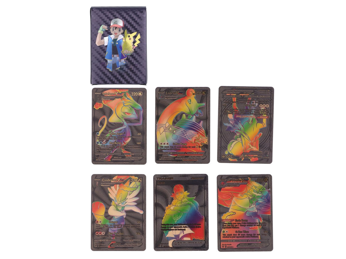 Ats-set De 55 Tarjetas Periféricas De Dibujos Animados Con Palabras En Inglés Y Patrones Bonitos, Tarjetas Coleccionables Anime Negro Y Oro