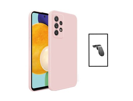 Kit Soporte Magnético L Safe Driving Coche + Funda Slicona Líquido para Samsung Galaxy A23 - Rosa