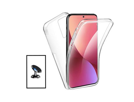 Kit Funda 360° Protección Frente y Trasera + Soporte Magnético para Xiaomi Mi 12 Lite - Transparente/Blanco