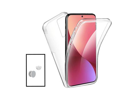 Kit Funda 360° Protección Frente y Trasera + 1 HandHolder + 1 Soporte HandHolder Blanco para Xiaomi Mi 12 Lite - Transparente/Blanco